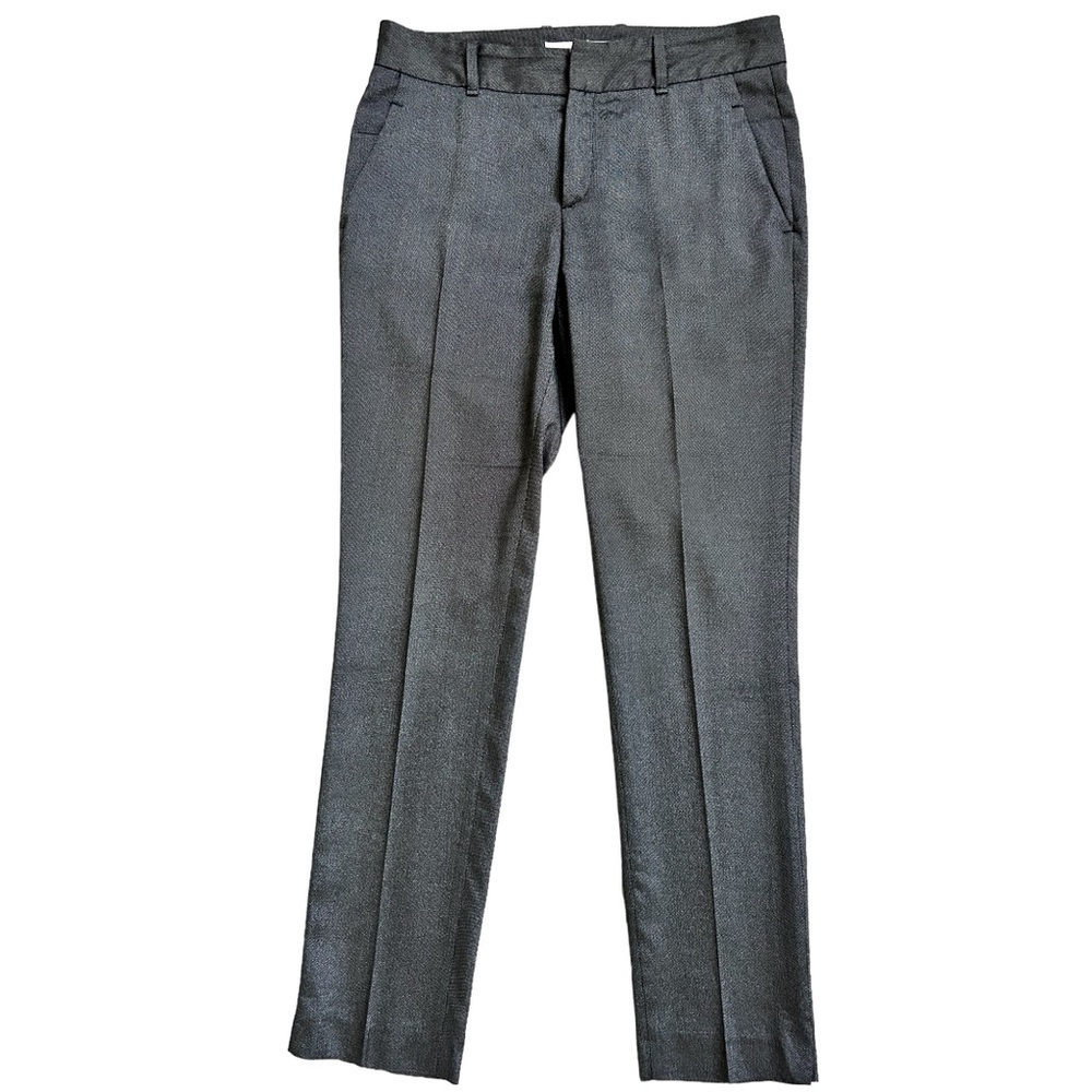 Zara Women’s Dress Pants Black White High Sheen Fabric Tapered Leg Office Size 4